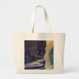 Bolsa Tote Grande Canoa indiana do vintage que rema com símbolo de