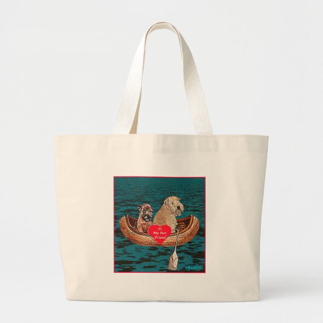 Bolsa Tote Grande "Canoagem Noturna com Melhor Amigo" (Frente)