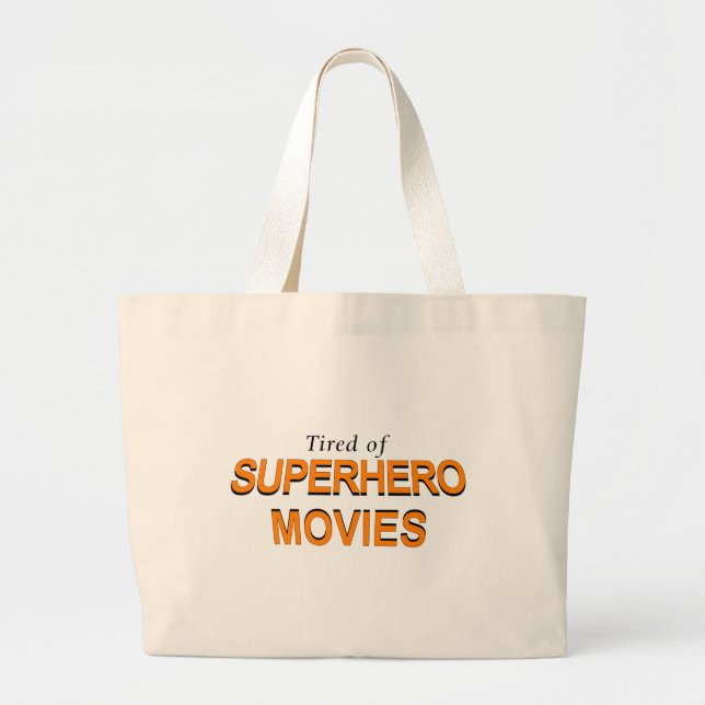Bolsa Tote Grande Cansado De Filmes De Super-Heróis (Frente)
