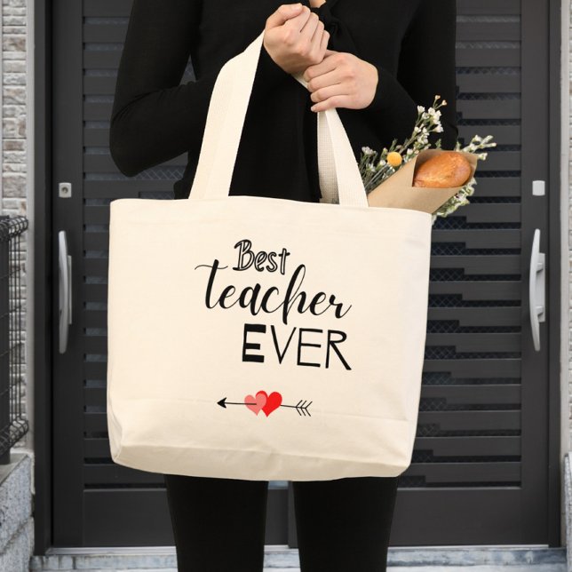 Bolsa Tote Grande Canvas bag, best teacher ever. (Criador carregado)