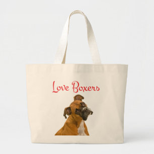 Bolsa Tote Grande Canvas de Cachorro de Boxinho