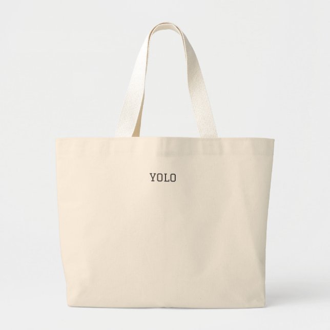 Bolsa Tote Grande canvas "YOLO" Tote Bag - Diversão Diária do Carrya (Frente)