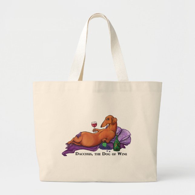Bolsa Tote Grande Cão de Dacchus do vinho (Frente)