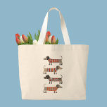 Bolsa Tote Grande Cão de Enchimento<br><div class="desc">Engraçado,  salsicha Dachshund ou cachorros-salsicha em tricô. Perfeito para amantes de cães. Arte original de Nic Squirrell.</div>