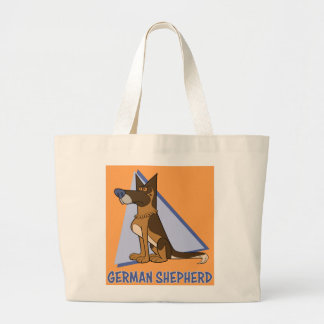 Bolsa Tote Grande Cão de German shepherd de Cartoon Divertido e Colo