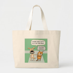 Bolsa Tote Grande Cão e gato engraçado