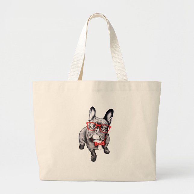 Bolsa Tote Grande Cão feliz (Frente)