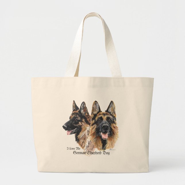 Bolsa Tote Grande Cão german shepherd (Frente)
