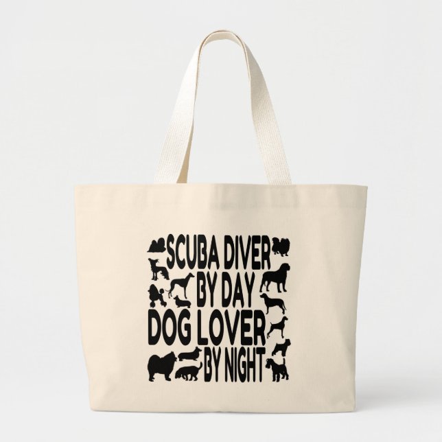 Bolsa Tote Grande Cão Lover Scuba Diver (Frente)