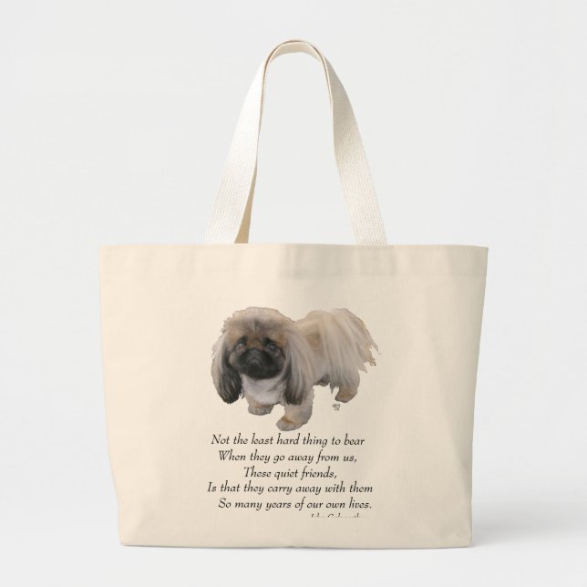 Bolsa Tote Grande Cão Pequinês Ponte do Arco-íris (Frente)