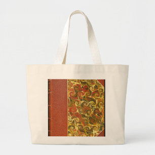 Bolsa Tote Grande Capa de Livro Antigo, Padrão de Ondulação Ornament