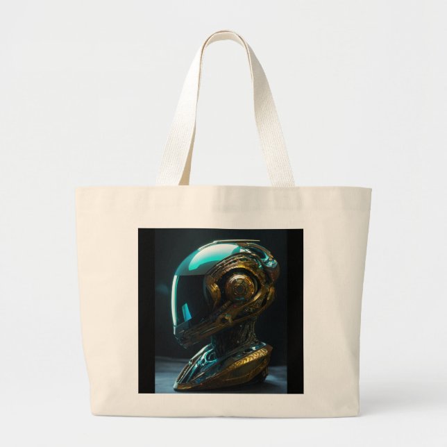 Bolsa Tote Grande Capacete de alienígena com Reflexão Iridescente (Frente)
