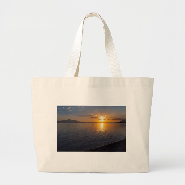 Bolsa Tote Grande capala do lago e montanhas ao longo do horizonte a (Frente)