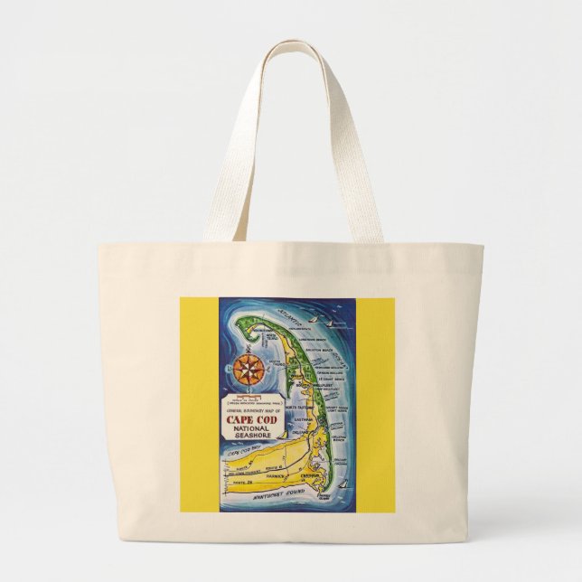 Bolsa Tote Grande Cape Cod  National Seashore Map Tote (Frente)