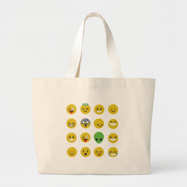 Bolsa Tote Grande Cara feliz Emoji (Frente)