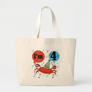 Bolsa Tote Grande Caranguejo 4º Aniversário Camisetas e presentes