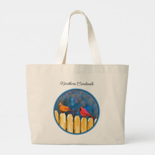 Bolsa Tote Grande Cardeiros sobre cerca na pintura original de inver