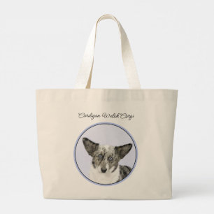 Bolsa Tote Grande Cardigan Welsh Corgi Blue Merle Painting Dog Art
