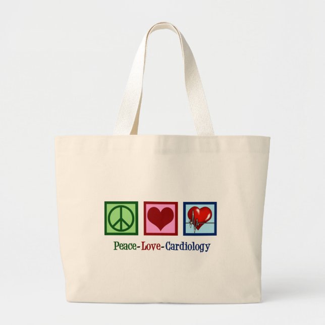 Bolsa Tote Grande Cardiologia de Paz e Amor Cirurgião Cardíaco Batim (Frente)