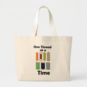 Bolsa Tote Grande Carretéis De Linha Um Fio De Cada Vez Motivacional