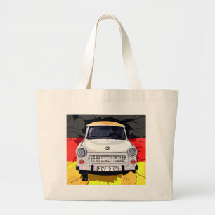 Bolsa Tote Grande Carro de Trabant e bandeira alemão, muro de Berli
