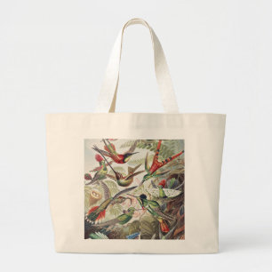 Bolsa Tote Grande Cartaz Colorido Vintage de Beija-flor de Ernst Hae