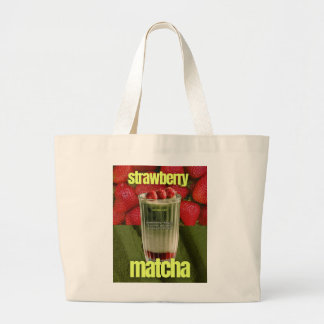 Bolsa Tote Grande Cartaz de Latte de Matcha com Morango – Bebida de