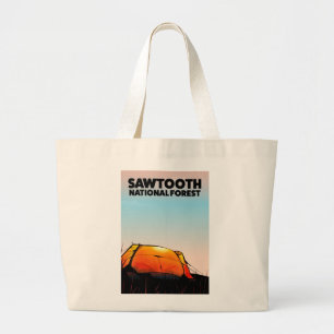 Bolsa Tote Grande Cartaz de viagem da Floresta Nacional Sawtooth