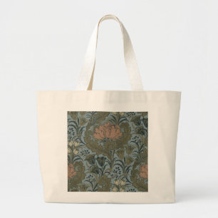 Bolsa Tote Grande Cartaz Floral Flor Morris Garden, Flor Antiquado