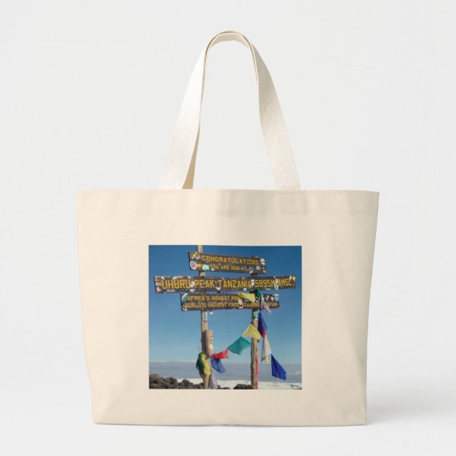Bolsa Tote Grande Cartaz sobre a Cimeira do Kilimanjaro kenya (Frente)
