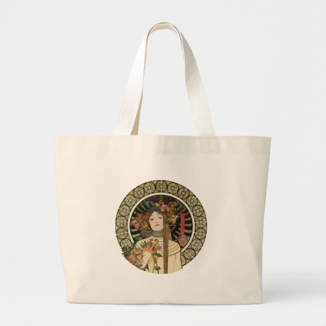 Bolsa Tote Grande Cartaz Vintage Trappistine Nouveau Alfonse Mucha (Frente)