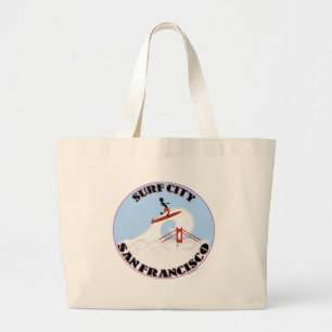 Bolsa Tote Grande Cartografia do Viagem Engraçado da cidade de surf