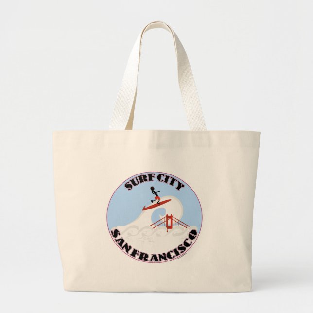 Bolsa Tote Grande Cartografia do Viagem Engraçado da cidade de surf  (Frente)