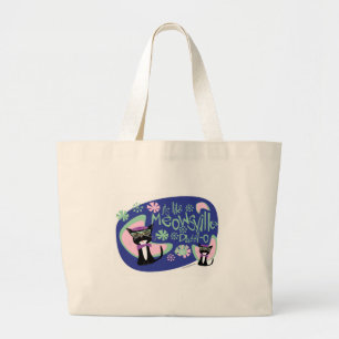 Bolsa Tote Grande Cartoon Beatnik Character Anos 50 Cat Motto