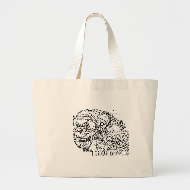 Bolsa Tote Grande Cartoon Chimpanzé (Frente)