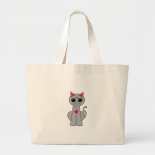 Bolsa Tote Grande Cartoon de cinza