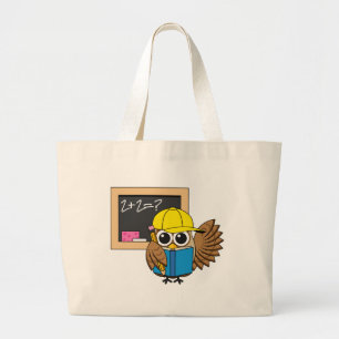 Bolsa Tote Grande Cartoon de Coruja de Estudantes da Escola Bela