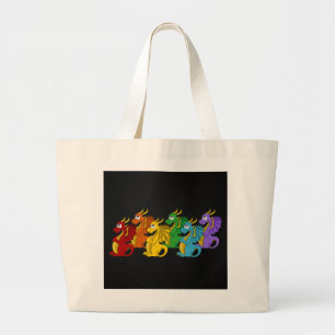 Bolsa Tote Grande Cartoon de dragões coloridos