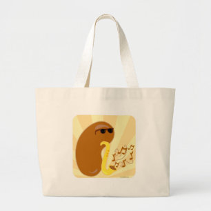 Bolsa Tote Grande Cartoon de Humor de Bean Funny Bean da Fruta Music