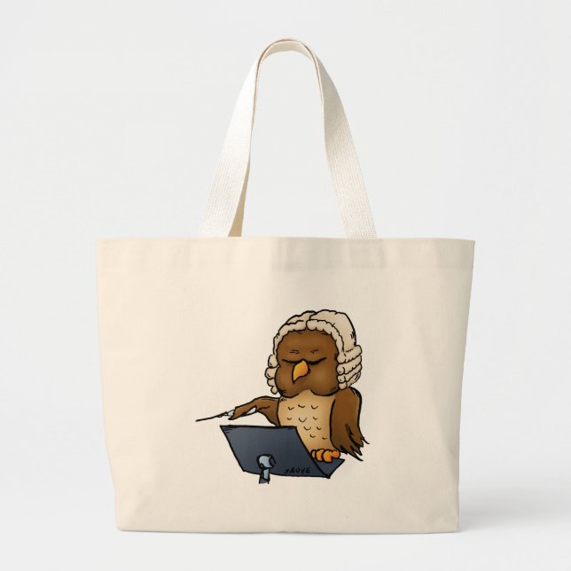Bolsa Tote Grande Cartoon do Maestro Coruja Engraçado (Frente)