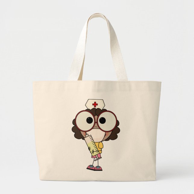 Bolsa Tote Grande Cartoon Enfermeira Saco (Frente)