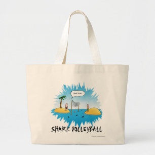 Bolsa Tote Grande Cartoon Engraçado de Voleibol de Tubarão