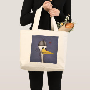 Bolsa Tote Grande Cartoon Engraçado Egret