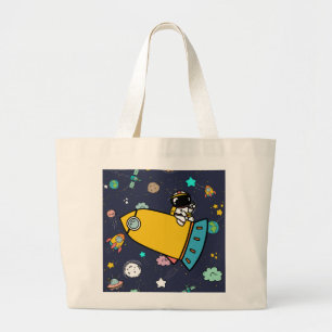 Bolsa Tote Grande Cartoon espacial astronauta