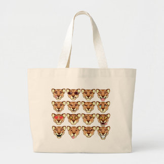 Bolsa Tote Grande Cartoon feliz Lioness emoticons Bag