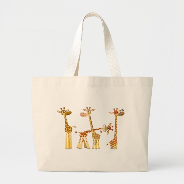 Bolsa Tote Grande Cartoon Girafas: O saco do Herd (Frente)