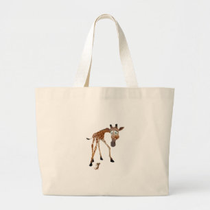 Bolsa Tote Grande Cartoon Giraffe e Mouse