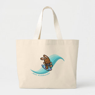 Bolsa Tote Grande Cartoon Hawaiaf Surfing Holiday Turq