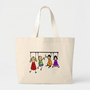 Bolsa Tote Grande Cartoon Para Crianças Bonitas Segurando Palavras D