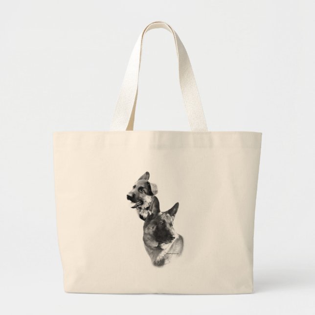 Bolsa Tote Grande Carvão german shepherd 2 (Frente)
